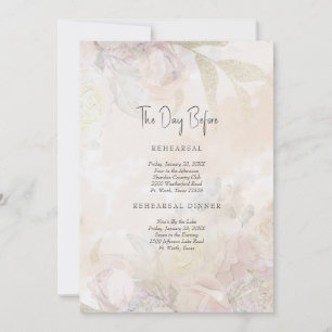 Invitación Elegante El Día Antes Del Boda De Flores Pálidas