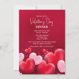 Invitación Elegante El día de San Valentín de la cena
