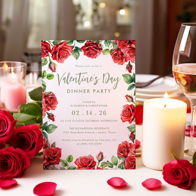 Invitación Elegante El día de San Valentín Roses Roses Roses  (Subido por el creador)