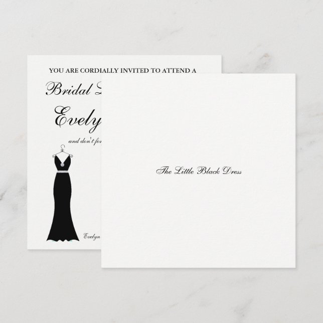 Invitación Elegante El Pequeño Fiesta Bridal De Vestido Negro (Anverso / Reverso)