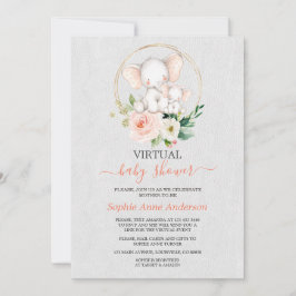 Invitación Elegante Elefante Baby Shower Virtual Por Correo