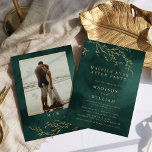 Invitación Elegante elegante botánico de oro y verde esmerald<br><div class="desc">Invitación a Elopement Botanant Elegant Green & Gold</div>