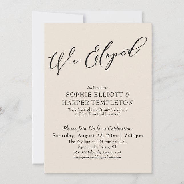 Invitación Elegante, Elegante, Simple Crema Celebración (Anverso)