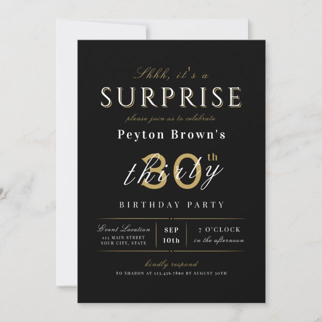 Invitación Elegante, elegante y elegante invita de cumpleaños (Anverso)