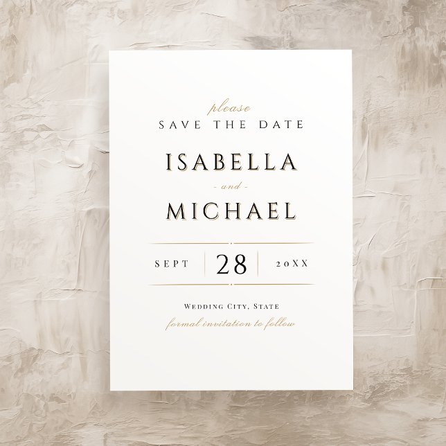 Invitación Elegante, Elegante Y Elegante Lujo Clásico Que Sal (Simple Elegant Modern Classy Luxury Save The Date Invitation)