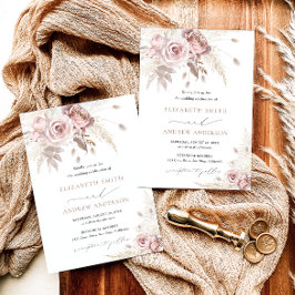 Invitación Elegante, elegante y Moda Rosa Boda floral