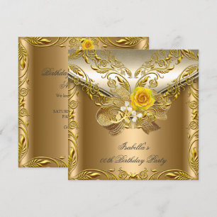 Invitación Elegante Elite Bronce Oro Rosa Fiesta de Cumpleaño