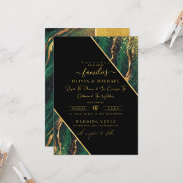 INVITACIÓN ELEGANTE EMERALD RELIEVE METALIZADO VERDE ABSTRACT