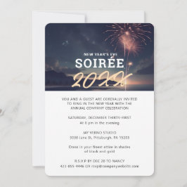 Invitación Elegante empresa anual de fuegos artificiales Año 