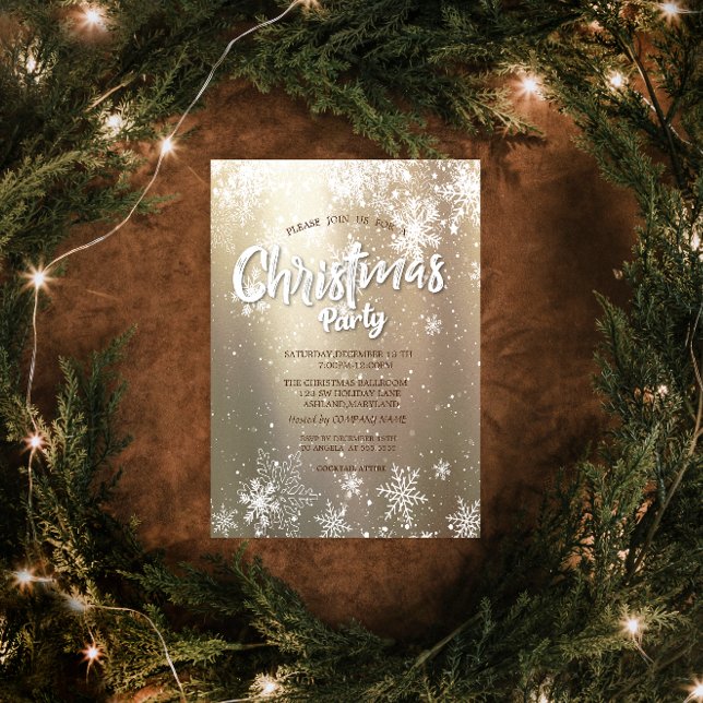 Invitación Elegante empresa de Navidades de copas de nieve (Subido por el creador)