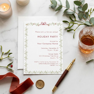 Invitación Elegante empresa de verde navideño fiesta de vacac