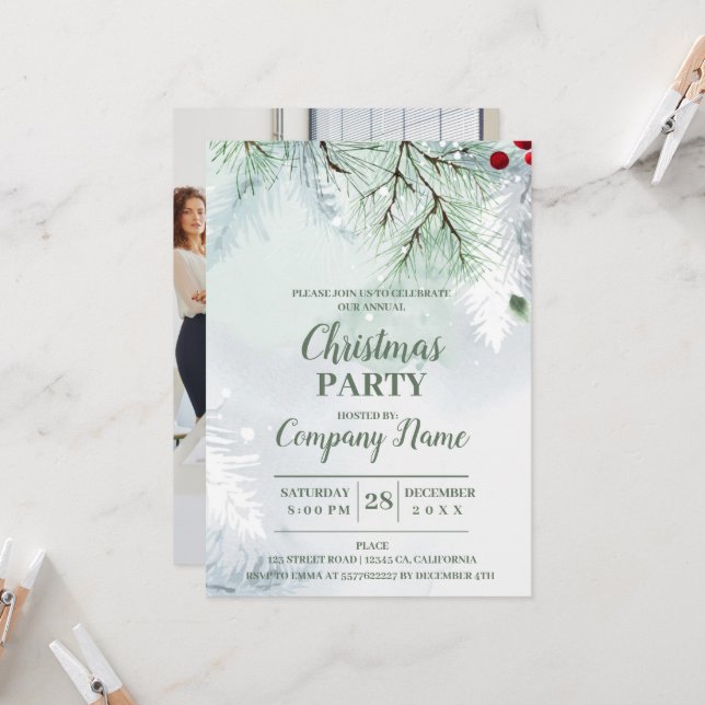 Invitación Elegante empresa Navidades de cócteles Fiesta Invi (Anverso/Reverso In Situ)
