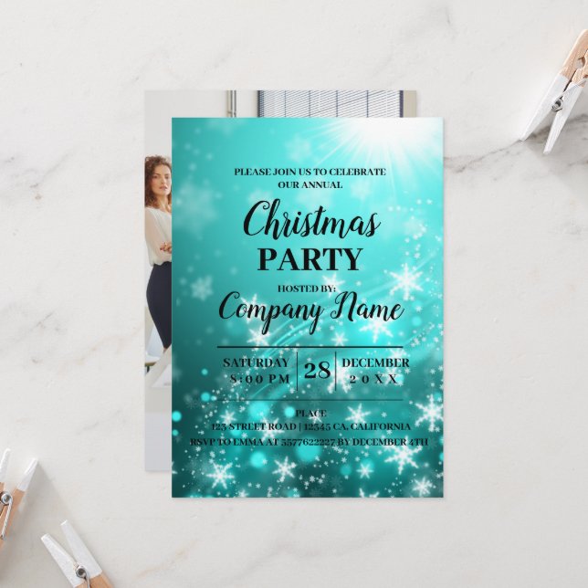 Invitación Elegante empresa Navidades de cócteles Fiesta Invi (Anverso/Reverso In Situ)