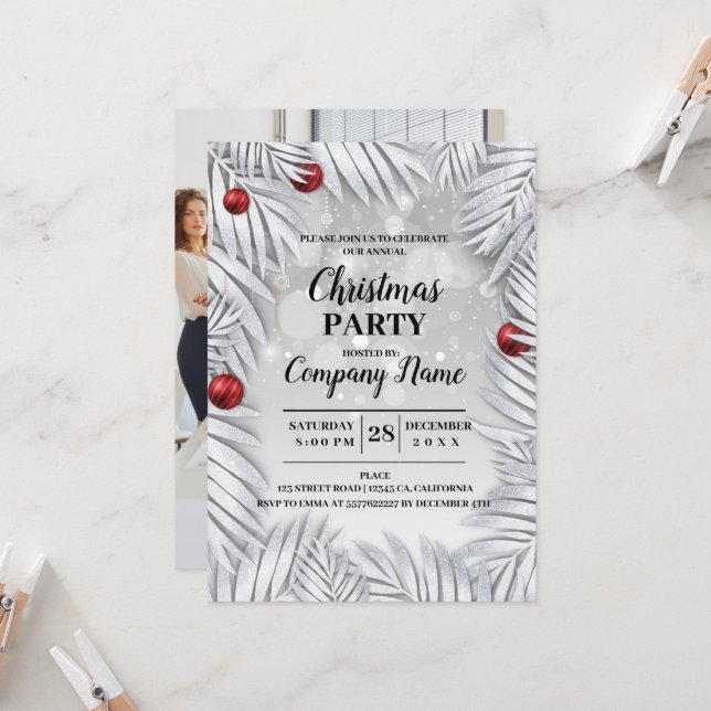 Invitación Elegante empresa Navidades de cócteles Fiesta Invi (Anverso/Reverso In Situ)
