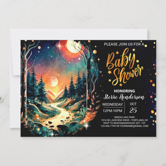 Invitación Elegante en el Woods Magic Baby Shower (Anverso)