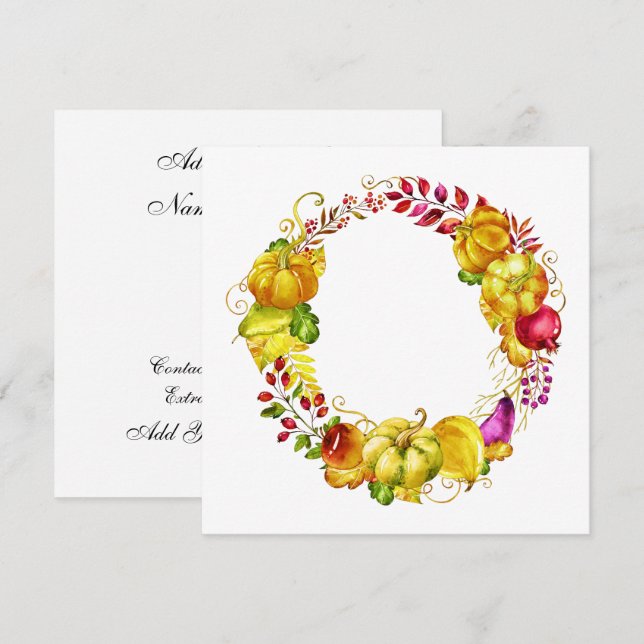 Invitación elegante en temporada de otoño (Anverso / Reverso)