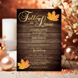 Invitación Elegante ENAMÓRATE Boda de Madera Rústica