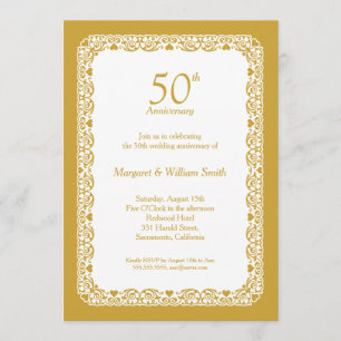 Invitación Elegante encaje 50 Aniversario Boda Fiesta