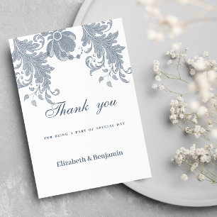 Invitación Elegante encaje floral azul malva blanca