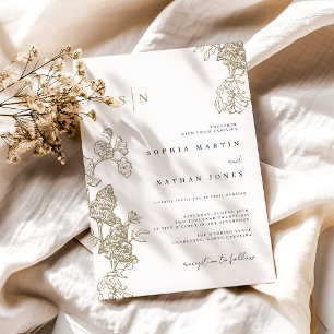 Invitación Elegante encaje floral de marfil para boda
