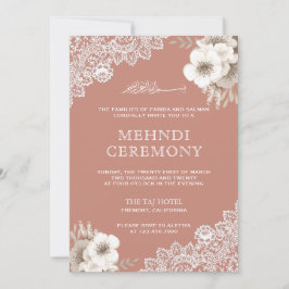 Invitación Elegante encaje floral de melocotón islámico musul