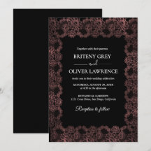 Elegante encaje floral negro y oro rosa para boda