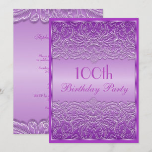 Invitación Elegante encaje francés púrpura para cumpleaños nú