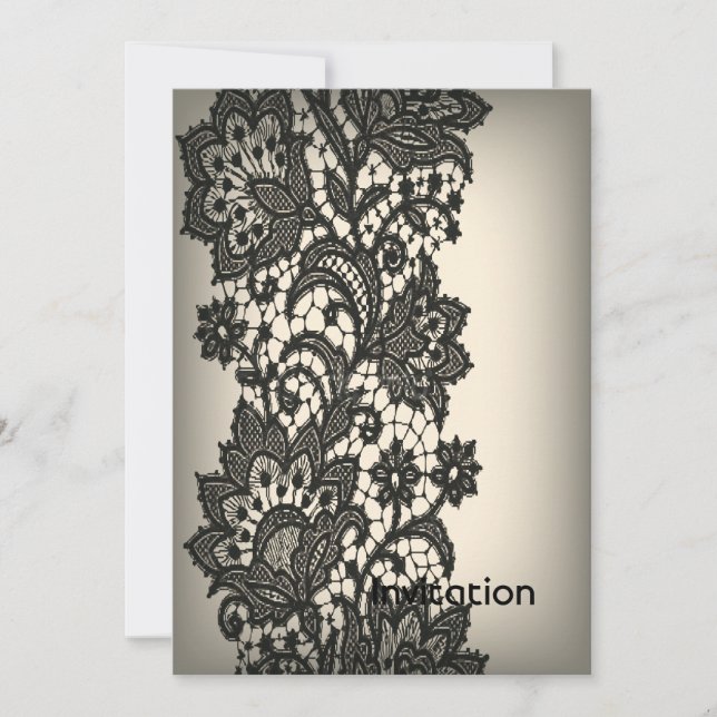 Invitación elegante encaje negro (Anverso)