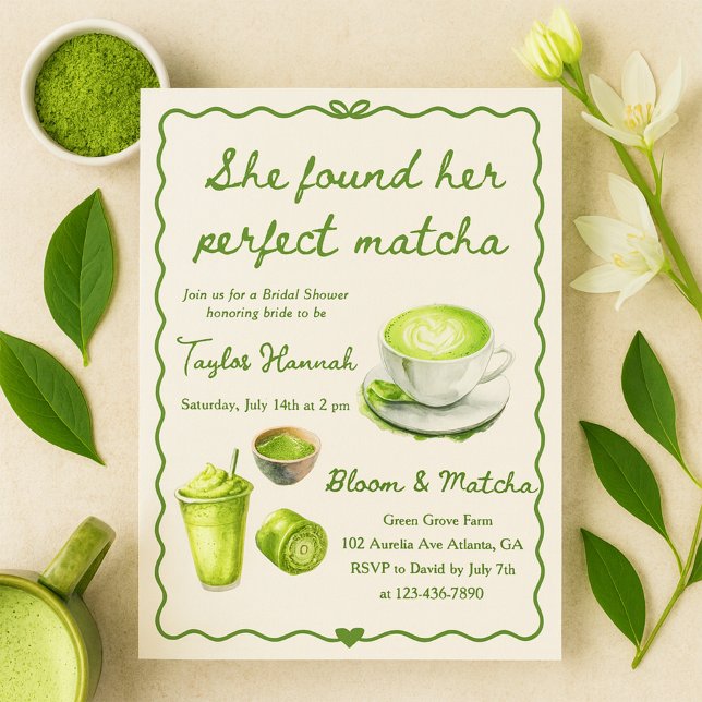Invitación Elegante, Encontró Su Ducha Bridal Matcha Perfecta (Subido por el creador)