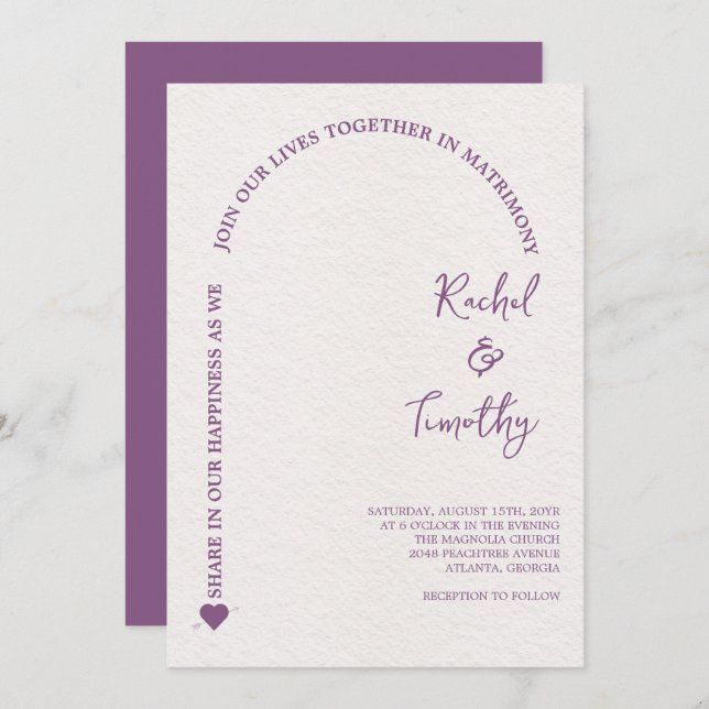 Invitación Elegante enmarcado en el Boda de Fe Hot Pink (Anverso / Reverso)