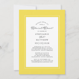 Invitación Elegante ensayo Boda amarillo de moda Cena