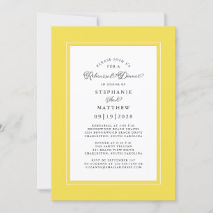 Invitación Elegante ensayo Boda amarillo de moda Cena