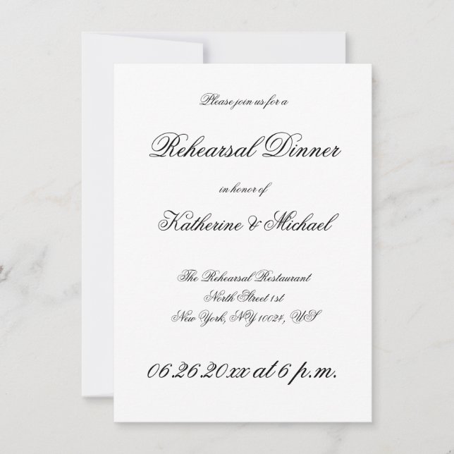 Invitación Elegante ensayo Boda blanco Minimalista (Anverso)