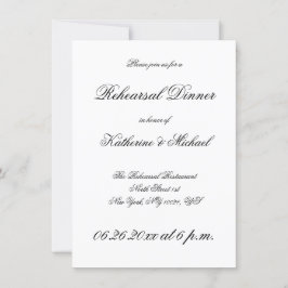 Invitación Elegante ensayo Boda blanco Minimalista