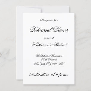 Invitación Elegante ensayo Boda blanco Minimalista