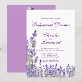 Invitación Elegante ensayo Boda de flores de luciérnaga morad