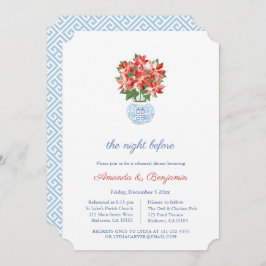 Invitación Elegante ensayo Boda de Navidades de Poinsettia Ro