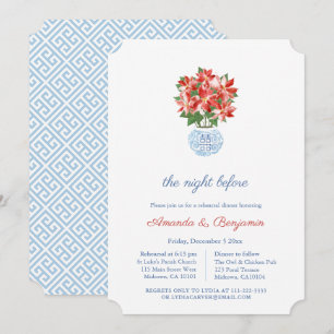 Invitación Elegante ensayo Boda de Navidades de Poinsettia Ro
