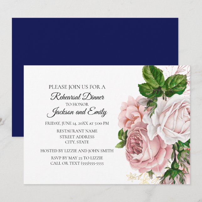 Invitación Elegante ensayo botánico blanco de la marina flora (Anverso / Reverso)