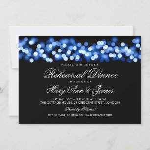 Invitación Elegante ensayo cena Blue Hollywood Glam