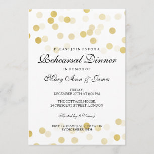 Invitación Elegante ensayo Cena Relieve metalizado dorado Luc