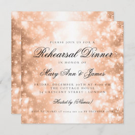 Invitación Elegante ensayo Cena Rosa Luces de verano dorado