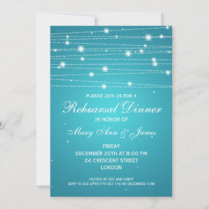 Invitación Elegante Ensayo Cena Sparkling Lines Turquoise