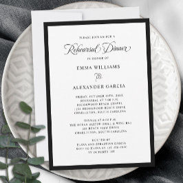 Invitación Elegante ensayo de boda cena formal negro