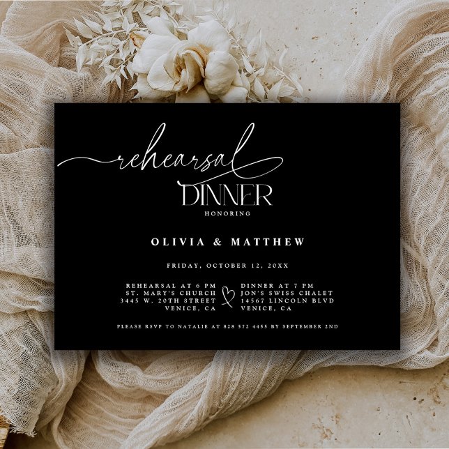 Invitación Elegante Ensayo De Boda Cena La Noche Antes (Subido por el creador)