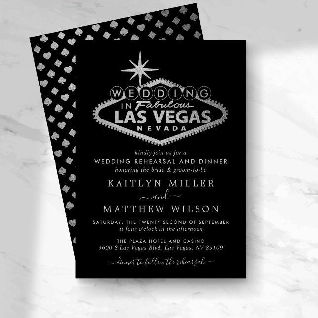 Invitación Elegante ensayo de boda de destino de Las Vegas (Subido por el creador)