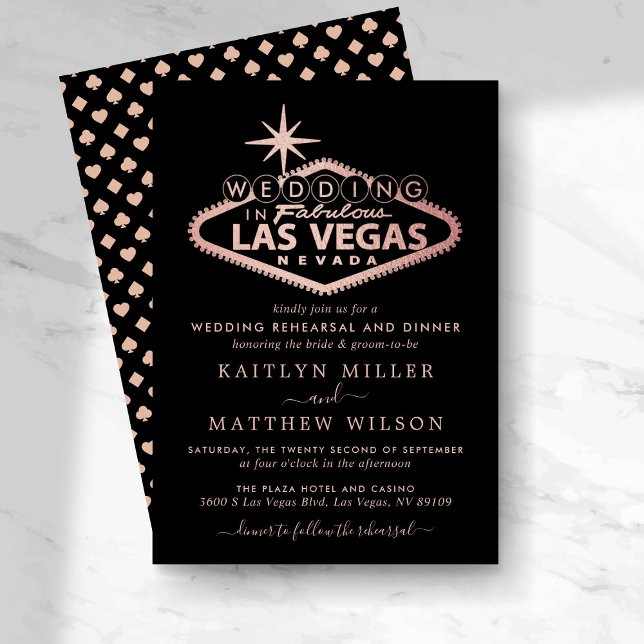 Invitación Elegante ensayo de boda de destino de Las Vegas (Subido por el creador)
