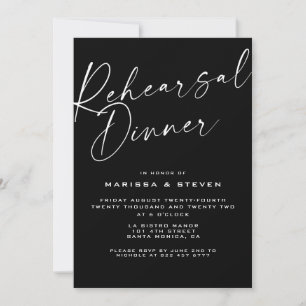Invitación Elegante ensayo de caligrafía blanca negra