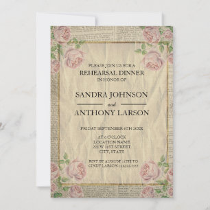 Invitación Elegante ensayo de impresión y Rosas en diccionari