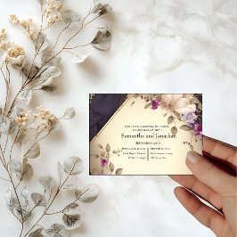 Invitación Elegante ensayo de mármol de flores blancas y mora